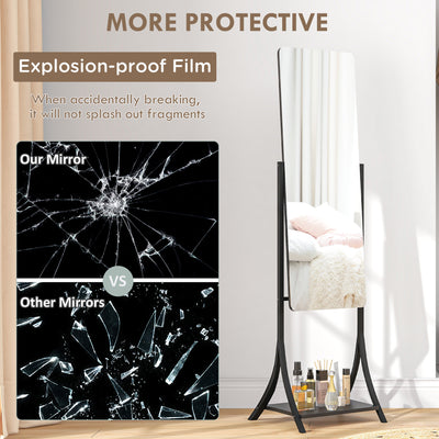 HOMCOM Free Standing Dressing Mirror, Full Length Mirror with Adjustable Angle, Storage Shelf for Living Room, Bedroom, Hallway 