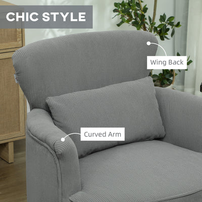 HOMCOM Corduroy Retro Accent Chair - Light Grey 
