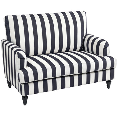 HOMCOM Modern Cuddle Chair, Velvet Single Sofa Armchair with Stripe, Turned Legs and Wide Seat, Upholstered Snuggle Chair for Living Room, Bedroom, Black and White 