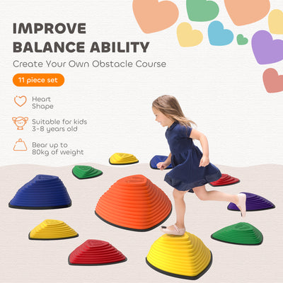 AIYAPLAY 11-Piece Stepping Stones for Kids, Stackable Sensory Toys Outdoor Indoor, Obstacle Course for Balance and Motor Skills 