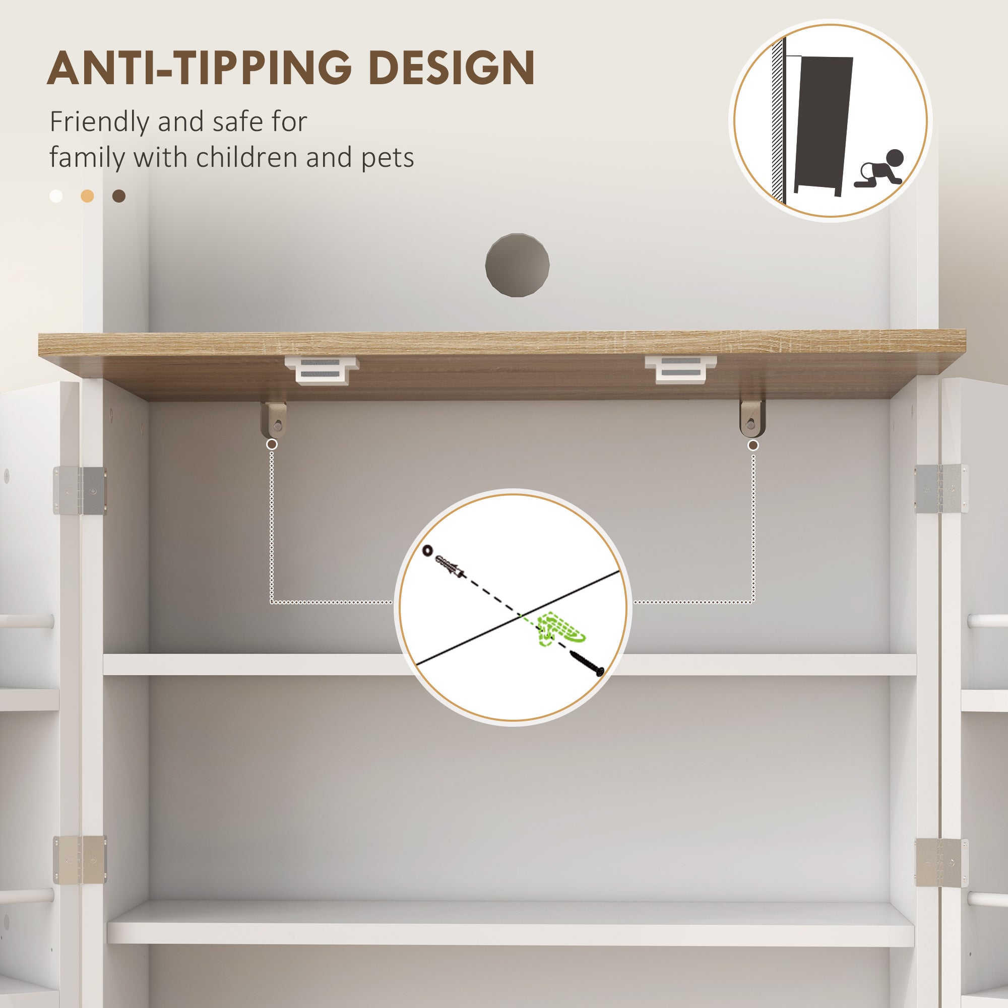 HOMCOM Two-Part Kitchen Storage Cabinet - White 