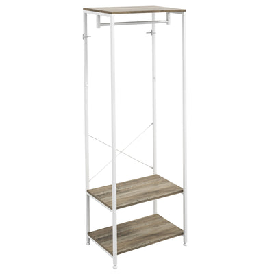 HOMCOM Hallway Coat Rack and Shoe Bench Tree - Grey 
