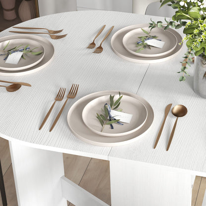 HOMCOM Folding Dining Table, Drop Leaf Table for Small Spaces, Oval Tabletop for Dining Room, Ash Wood-Effect 
