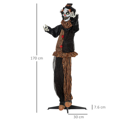 Outsunny 67 Inch Life Size Outdoor Halloween Decorations Talking Circus Clown, Animated Prop Animatronic Decor with Light Up Eyes, Laughter 