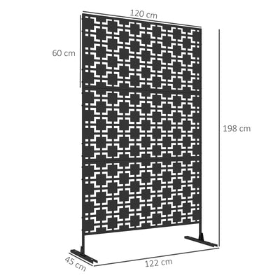 Outsunny Metal Decorative Privacy Screen Outdoor Divider, Black Grid 