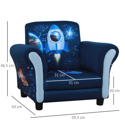 HOMCOM Child Armchair Kids Mini Sofa Chair with Armrest, 59.5 x 43 x 46.5cm, Blue 