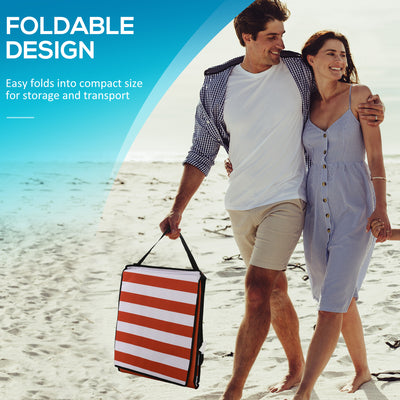 Outsunny Set of 2 Foldable Garden Beach Chair Mat, Outdoor Sun Lounger Seats with Adjustable Back, Magazine Pocket, Carry Bag 