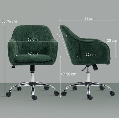 HOMCOM Velvet-Feel Office Chair - Dark Green 