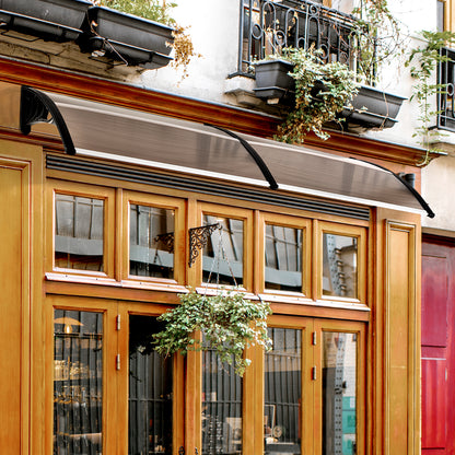 Outsunny 75 x 195 cm Curved Door Window Awning Canopy, Polycarbonate Cover Front Door Outdoor Patio, UV Rain Snow Protection Shelter, Brown 