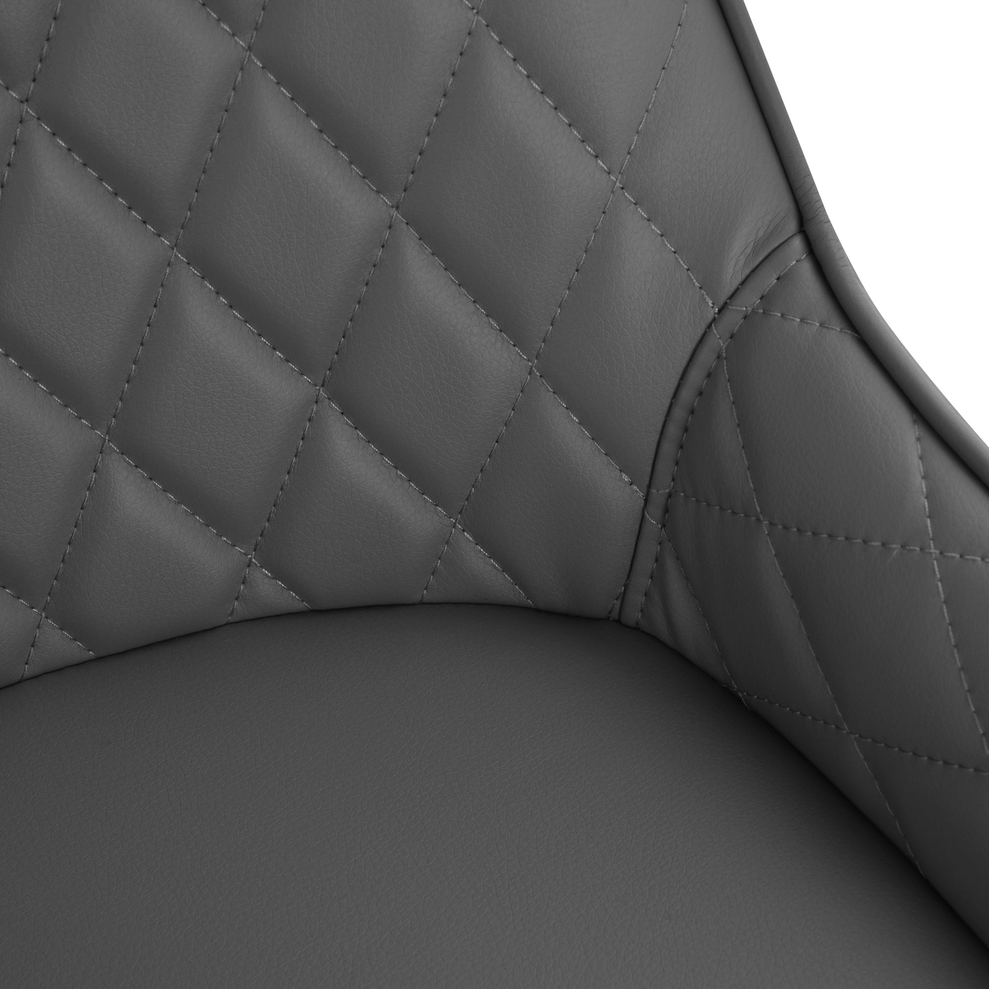 HOMCOM Set Of 2 Quilted PU Leather Dining Chairs with Metal Frame 4 Legs Foot Caps Home Seating Modern Stylish Executive Grey 