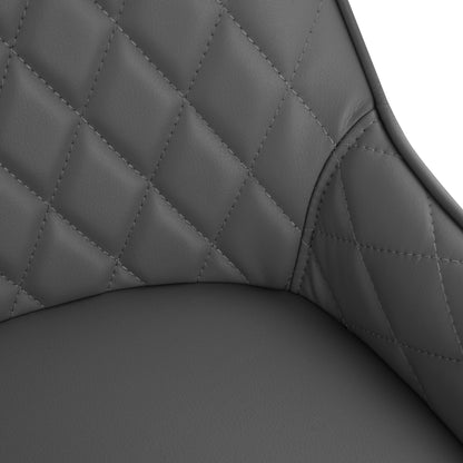 HOMCOM Set Of 2 Quilted PU Leather Dining Chairs with Metal Frame 4 Legs Foot Caps Home Seating Modern Stylish Executive Grey 