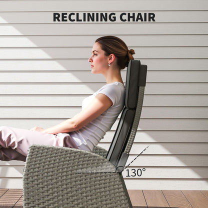 Outsunny 5-Piece Rattan Garden Furniture Set with Cushions - Charcoal Grey 