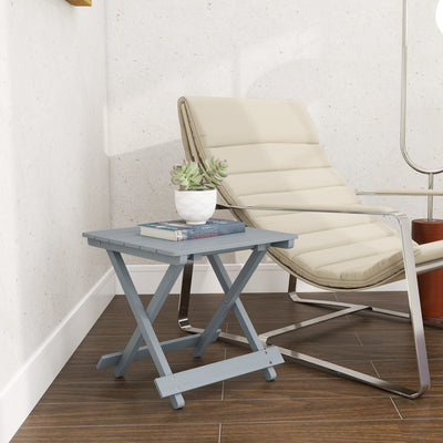 Outsunny Fir Wood Folding Coffee Table, Lightweight Small Garden Table with Slatted Top, Portable Folding Side Table for Balcony 