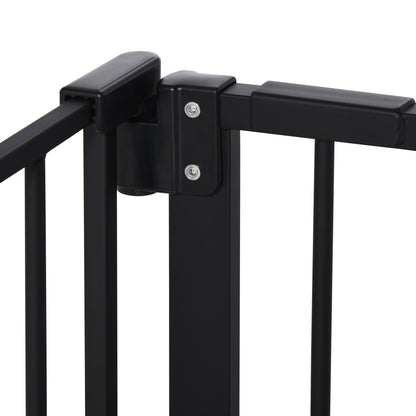 PawHut Dog Gate Stair Gate Pressure Fit Pets Barrier Auto Close for Doorway Hallway, 74-148cm Wide Adjustable, Black 