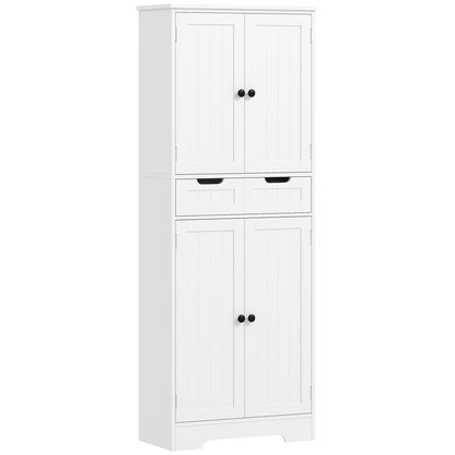 HOMCOM Tall Bathroom Cabinet, Freestanding Storage Cupboard, Bathroom Storage Cabinet with Drawer, Adjustable Shelf and Doors, 60 x 30 x 160 cm, White 