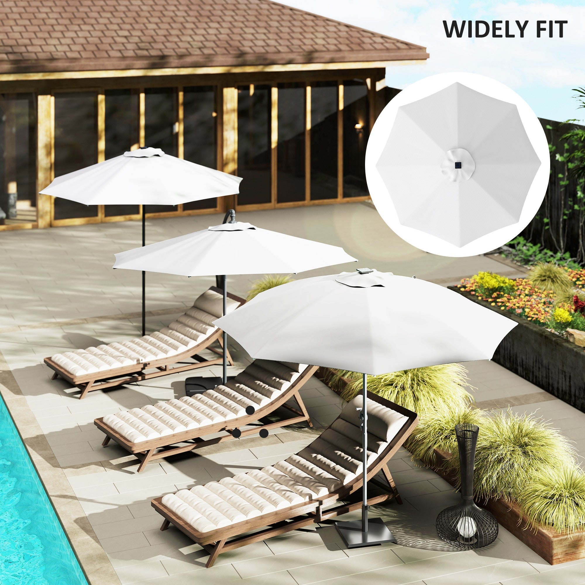 Outsunny 3 m Replacement Parasol Canopy with Top Vent, UPF 50+ Garden Parasol Replacement Canopy, 8 Rib Parasol Cover Replacement Fits Various Frames, Cream 