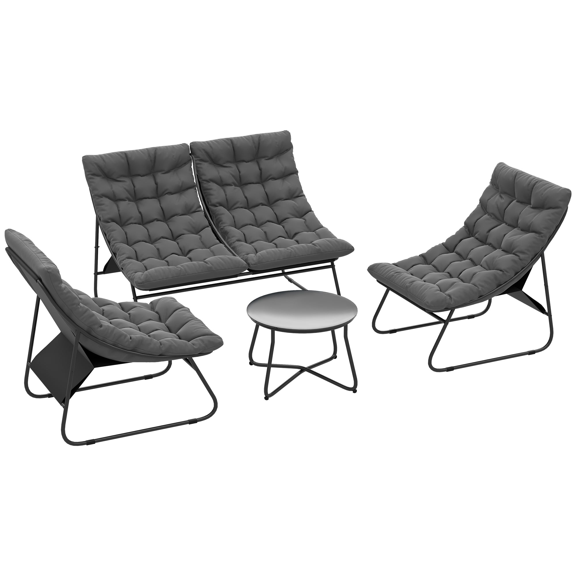 Outsunny Four-Piece Curved Seat Garden Sofa Set - Grey/Black 