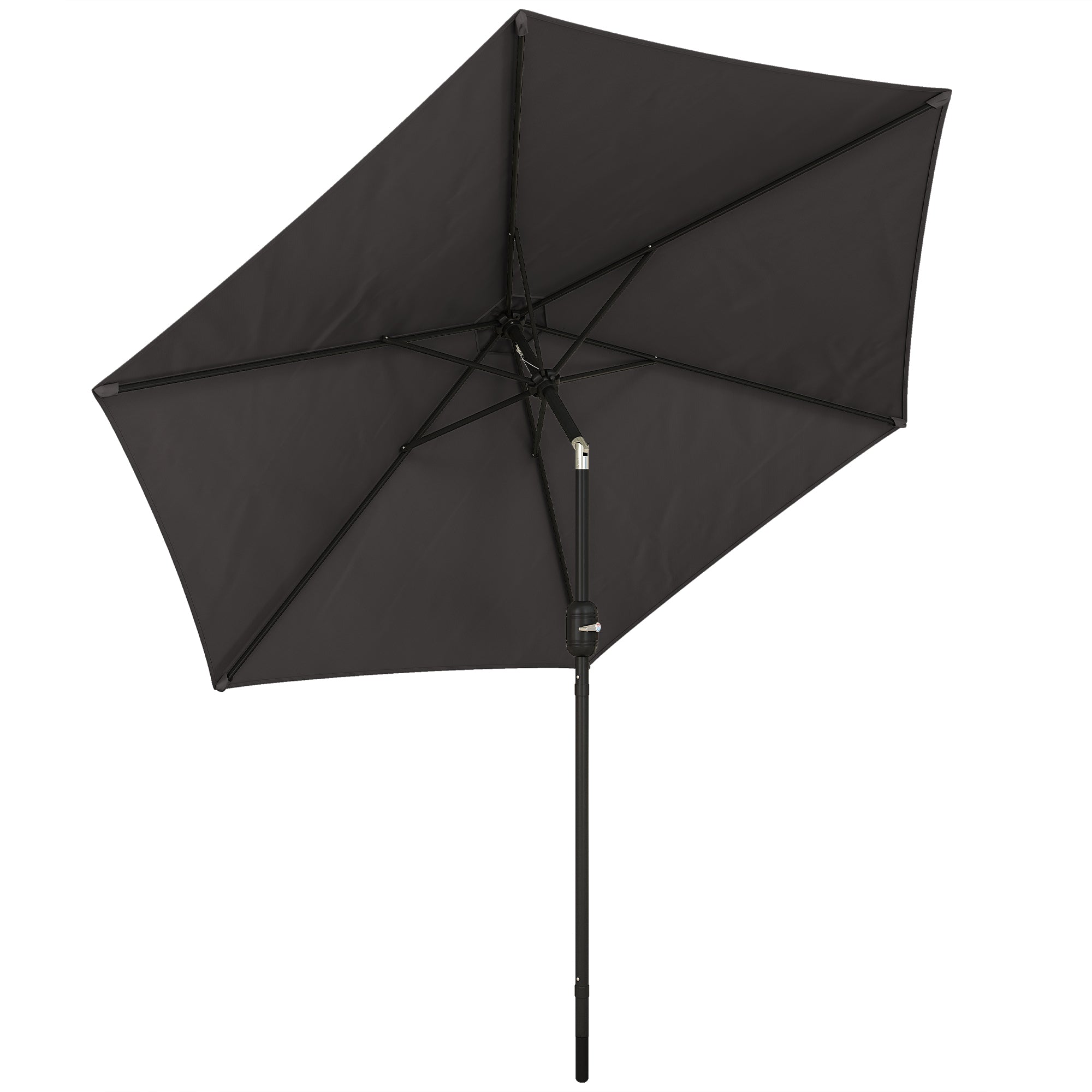 Outsunny 2.6 m Garden Parasol Umbrella with Aluminium Pole, Outdoor Patio Umbrella with Tilt and Crank, Vent, Black 
