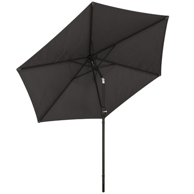 Outsunny 2.6 m Garden Parasol Umbrella with Aluminium Pole, Outdoor Patio Umbrella with Tilt and Crank, Vent, Black 