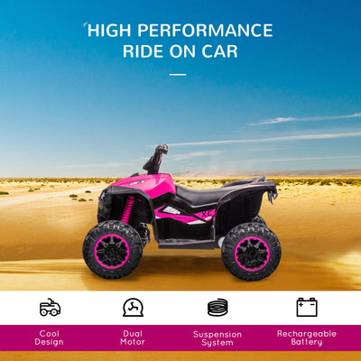 HOMCOM 12V Ride-On Quad Bike w/ Music, Horn, for Ages 3-5 Years - Pink 
