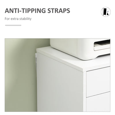 Vinsetto Vertical Filing Cabinet, 7-drawer File Cabinet, Mobile Office Cabinet on Wheels for Study, Home Office, White 