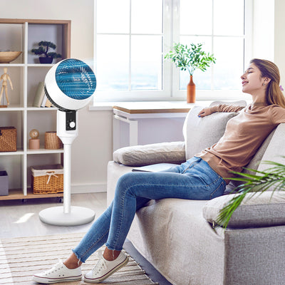 HOMCOM 9'' Air Circulator Fan 3 Speed, 70° Oscillation 90° Vertical Tilt, Carry Handle, Pedestal Fan, Pedestal Fan for Living Room, Bedroom, Office, White and Black 