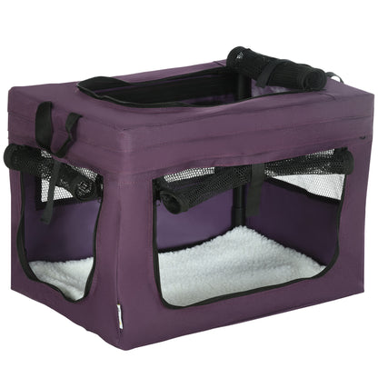 PawHut 48.5cm Pet Carrier, with Cushion, for Miniature Dogs - Purple 