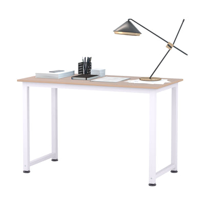 HOMCOM Computer Desk, Writing Table, 120 x 60 x 76cm Workstation for Home Office, Study with Metal Frame, Simple Assembly, White 