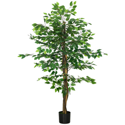 HOMCOM Artificial Ficus Tree, with Weighted Plant Pot - Green 