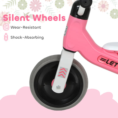 AIYAPLAY Toddler Balance Bike with No Pedal, 3 Silence Wheels for 12-36 Months Boys and Girls, Indoor Outdoor, Pink 