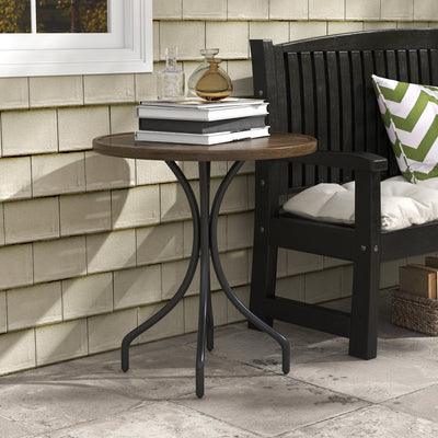 Outsunny Φ66cm Galvanised Steel Garden Table - Brown 