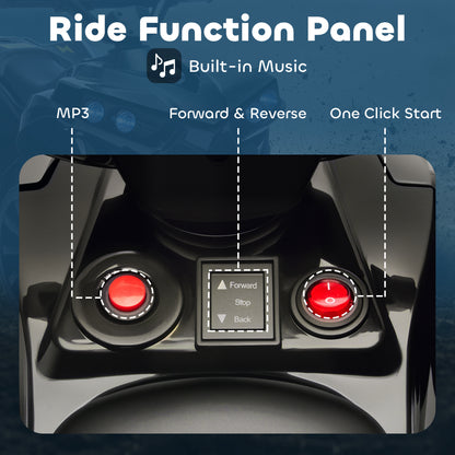 AIYAPLAY 6V Kids ATV, 4 Wheeler Electric Ride on Car with Music and LED Headlights, for Ages 3-8 Years Boys and Girls, Black