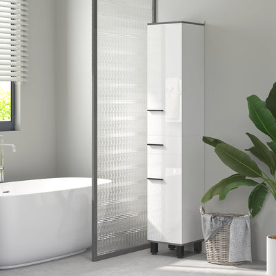 HOMCOM 190cm Slim Bathroom Storage Cabinet - White 