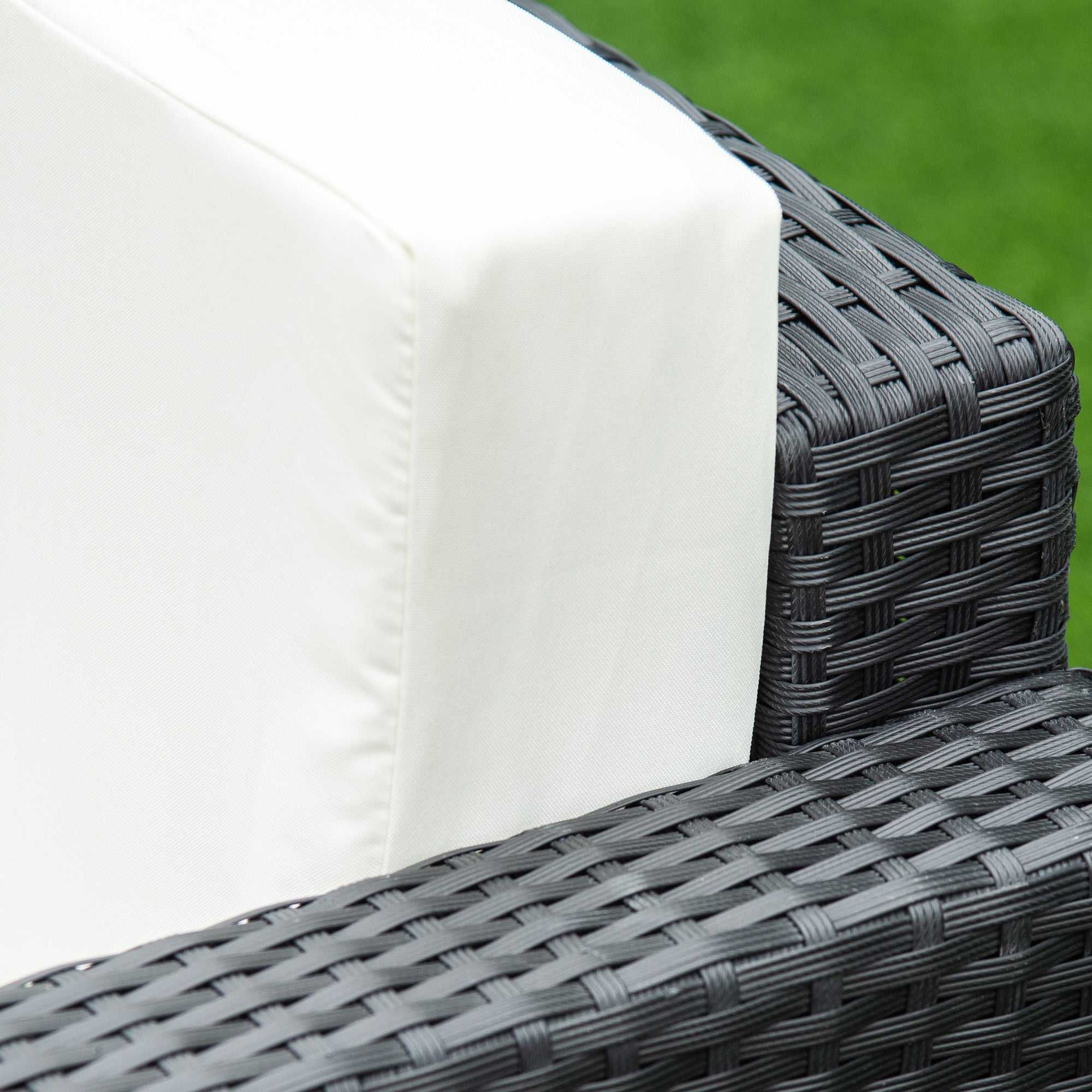 Outsunny 4-Seater Rattan Sofa Set Garden Rattan Furniture Wicker Steel Chair Seat Furniture Patio Rattan Garden Sofa Black 