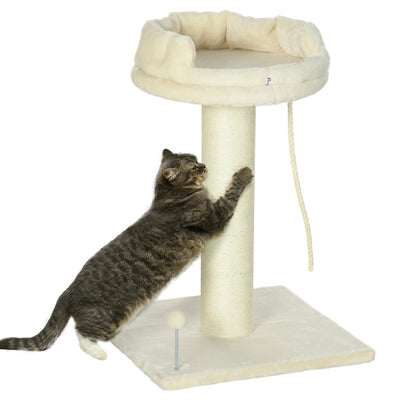 PawHut Cat Tree, with Sisal Wrapped Scratching Post - Cream 