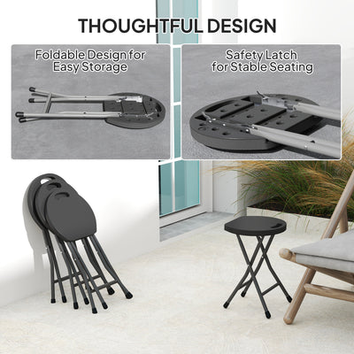 Outsunny Set of Four Folding Carry Stools - Charcoal Grey 