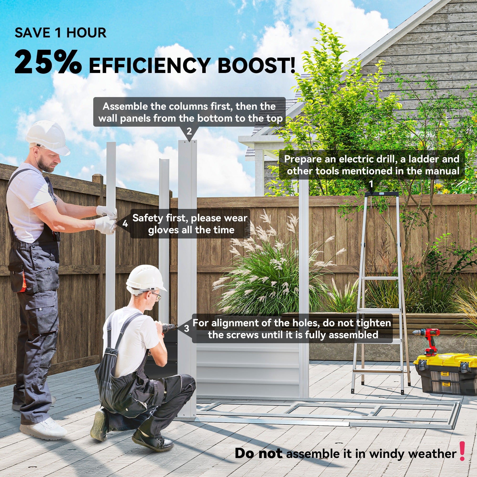 Outsunny 7 x 4ft Garden Shed, Easy to Assemble, Upgraded Galvanised Steel Frame with Foundation Kit, Double Doors with Lock, Outdoor Metal Shed with Vents and Gloves, Garden Storage Shed, Dark Grey 