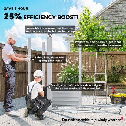 Outsunny 7 x 4ft Garden Shed, Easy to Assemble, Upgraded Galvanised Steel Frame with Foundation Kit, Double Doors with Lock, Outdoor Metal Shed with Vents and Gloves, Garden Storage Shed, Dark Grey 