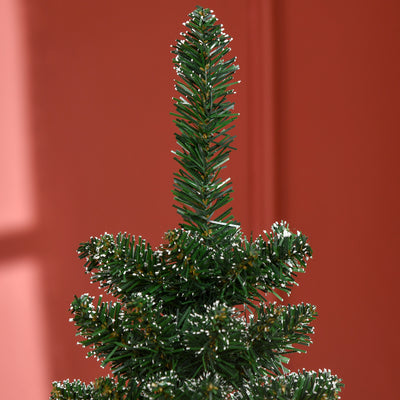 HOMCOM 5.5FT Artificial Snow Dipped Christmas Tree Xmas Pencil Tree Holiday Home Indoor Decoration with Foldable Black Stand, Green 