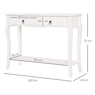 HOMCOM Console Table Modern Sofa Side Desk with Storage Shelves Drawers for Living Room Entryway Bedroom Ivory White 