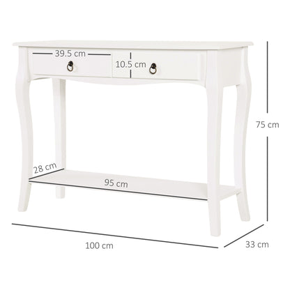 HOMCOM Console Table Modern Sofa Side Desk with Storage Shelves Drawers for Living Room Entryway Bedroom Ivory White 