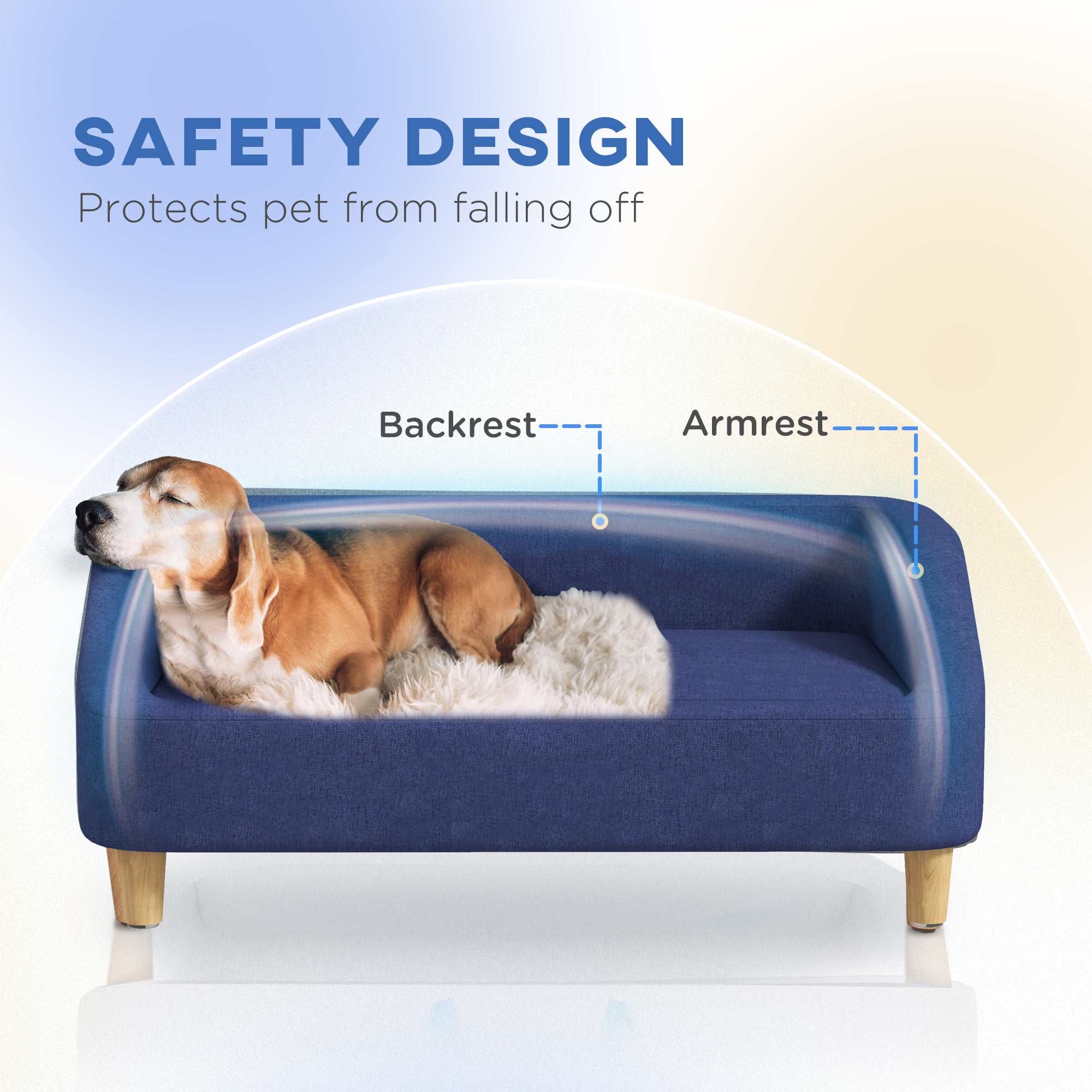 PawHut Dog Sofa, pet Bed, with Soft Cushion, Washable Cover, for Small, Medium & Large Dogs - Blue 