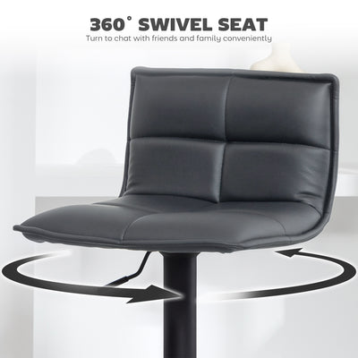 HOMCOM Set of Two Modern Faux Leather Bar Stools - Dark Grey 