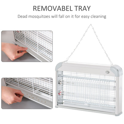 Outsunny Free Standing Wall Hanging 20W Electric Fly Mosquito Killer Electric Fly Zapper, Bug Zapper, Insect Killer, Grey 