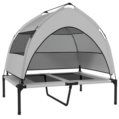 PawHut Portable Elevated Dog Bed with Removable Canopy, Cooling Raised Pet Cot for Medium Large Dogs, 92 x 75 x 89 cm 
