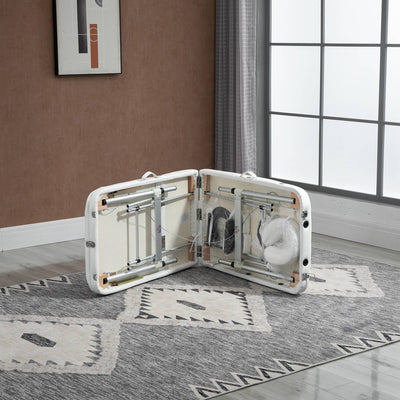 HOMCOM Foldable Massage Table Professional Salon SPA Facial Couch Bed White 