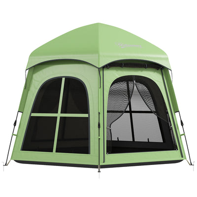 Outsunny Pop Up Tent 3000mm Waterproof Instant Camping Tent 3-4 Person with 2 Doors 4 Windows Green 