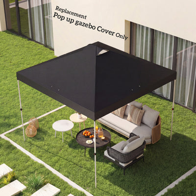 Outsunny gazebo roof replacement UV50+ Waterproof Pop Up Canopy Cover with 8 Drainage Holes 3 x 3 m Black 
