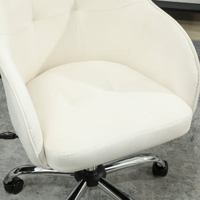 HOMCOM 46-56 cm Velvet-feel Office Chair - Cream 
