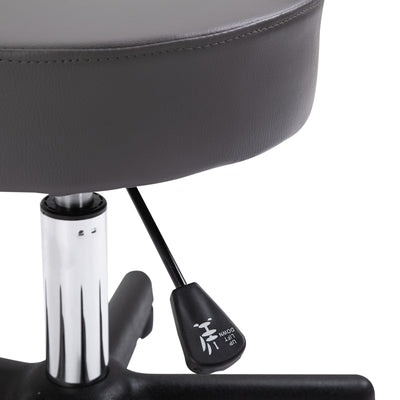 HOMCOM Beautician's Swivel Salon Chair w/ Padded Seat Back 5 Wheels Adjustable Height Salon Hairdressers Tattoo Spa Rolling Cushion Professional 35cm Grey 